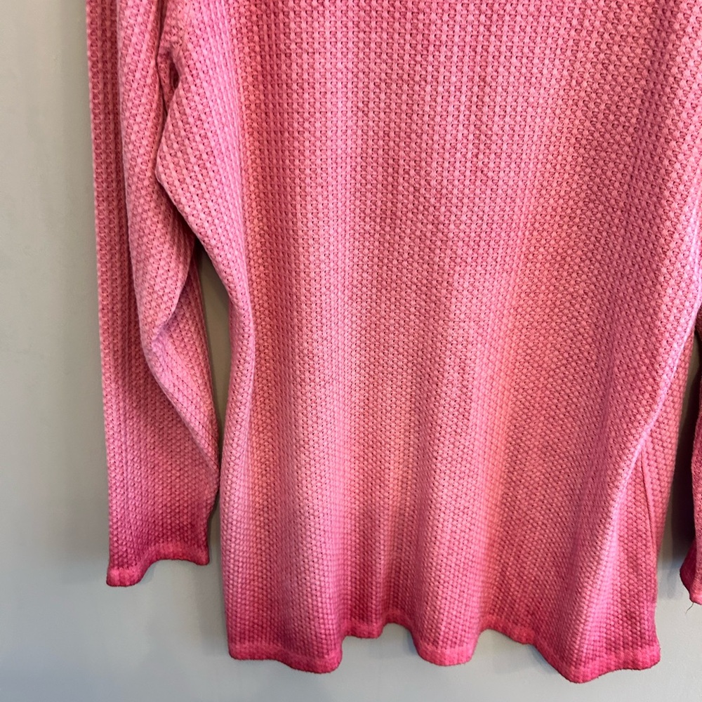 NWT Torrid Waffle Scoop Neck Long Sleeve Henley Top in pink peacock size 3x - Picture 11 of 13